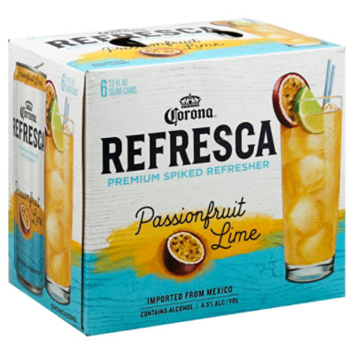 Corona Refresca Spiked Tropical Cocktail Passionfruit Lime Cans 4.5% ABV - 6-12 Fl. Oz.
