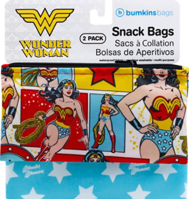 Bumkins 2 Pack Reusable Snack Bags Dc Comics Wonder Woman - 2 Count - Image 2