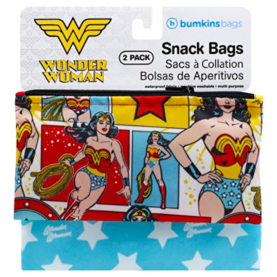 Bumkins 2 Pack Reusable Snack Bags Dc Comics Wonder Woman - 2 Count - Image 1