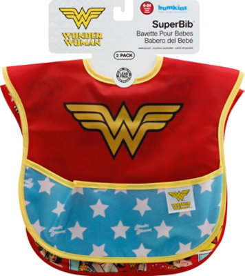 Bumkins 2 Pack Superbib Baby Bib Dc Comics Wonder Woman - 2 Count - Image 2