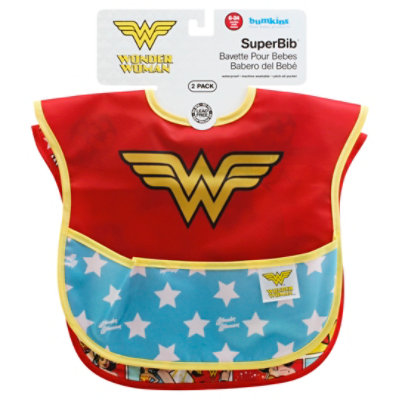 Bumkins 2 Pack Superbib Baby Bib Dc Comics Wonder Woman - 2 Count - Image 1