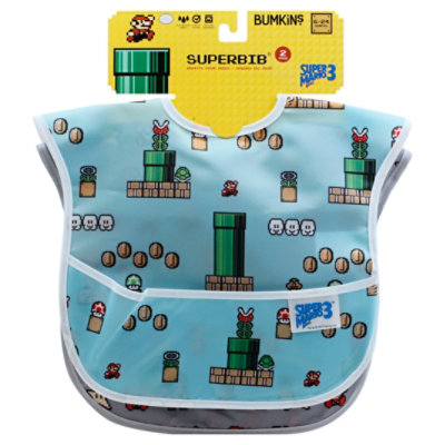 Bumkins 2 Pack Superbib Baby Bib Nintendo Game Pixel - 2 Count - Image 1