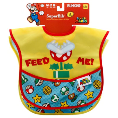 Bumkins 2 Pack Superbib Baby Bib Nintendo Super Mario - 2 Count - Image 1