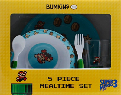 Bumkins 5 Piece Kids Dish Set Nintendo Super Mario 3 - 5 Count - Image 2