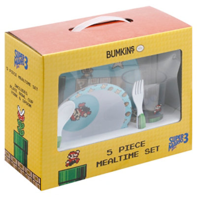 Bumkins 5 Piece Kids Dish Set Nintendo Super Mario 3 - 5 Count - Image 1