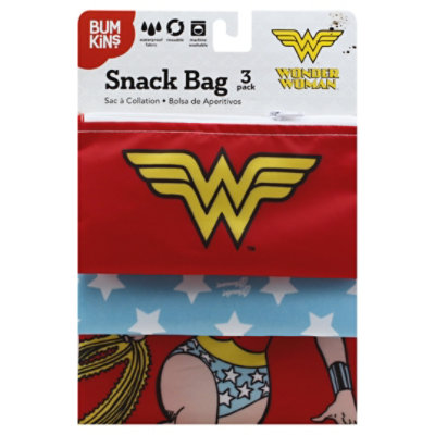 Bumkins 3 Pack Reusable Sandwich Bags Dc Comics Wonder Woman - 3 Count - Image 1