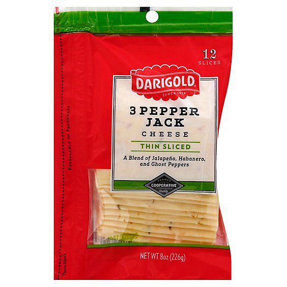 Darigold Cheese Thin Sliced 3 Pepper Jack 12 Count - 8 Oz