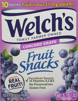 Welchs Fruit Snacks Grape Pouch - 10-.9 Oz - jewelosco