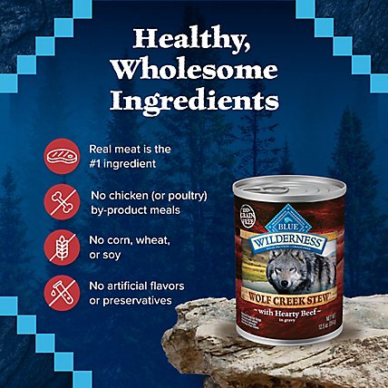 Blue Wilderness Wolf Creek Stew High Protein Natural Hearty Beef Stew Wet Dog Food Can - 2.5 Oz - Image 5