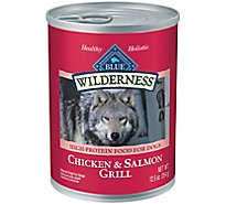 Blue Wilderness High Protein Natural Salmon & Chicken Grill Adult Wet Dog Food Can- 12.5 Oz