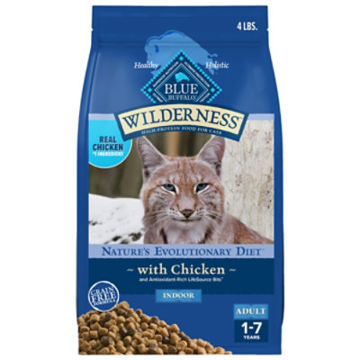 Blue Buffalo Wilderness Nature High Protein Grain Free Natural Dry Food Adult Cats Chicken - 4 lb - Image 1