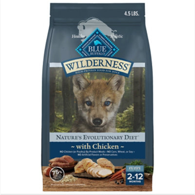 Blue Buffalo Wilderness High-Protein Natural Dry Food for Puppies Chicken Recipe - 4.5 Lb Bag - Image 1