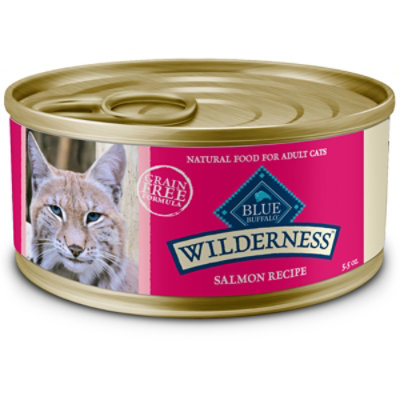 Blue Buffalo Wilderness High Protein Grain Free Natural Salmon Pate Wet Adult Cat Food Can - 5.5 Oz - Image 1