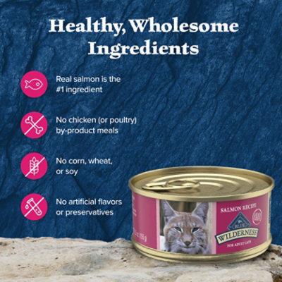 Blue Buffalo Wilderness High Protein Grain Free Natural Salmon Pate Wet Adult Cat Food Can - 5.5 Oz - Image 6