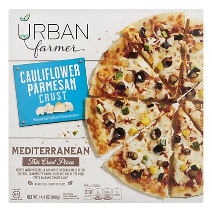 Urban Farmer Pizza Mediterranean Cauliflower Parmesan Crust Frozen - 14.1 Oz - Image 1