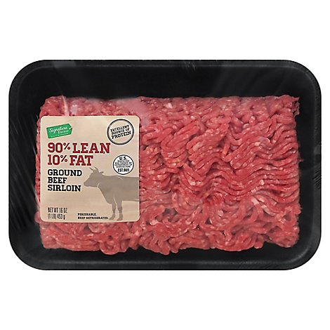 90% Lean Ground Beef Sirloin 10% Fat Case Ready - 16 Oz