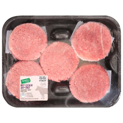 Signature Farms Ground Beef Hamburger Patties 80 Lean 20 Fat 2.5 Lb
