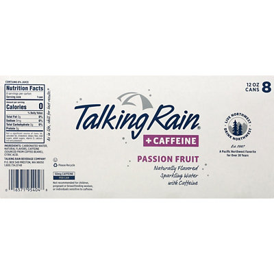 Talking Rain Sparkling Water Passion Fruit Can Caffeine - 96 Fl. Oz. - Image 2