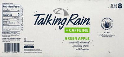 Talking Rain Sparkling Water Green Apple Can Plus Caffeine - Us - 96 Fl. Oz. - Image 5