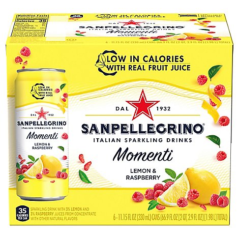 Sanpellegrino Sparkling Drinks Italian Lemon & Raspberry - 6-11.15 Fl. Oz.