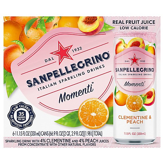 Sanpellegrino Sparkling Drinks Italian Clementine & Peach - 6-11.15 Fl. Oz.