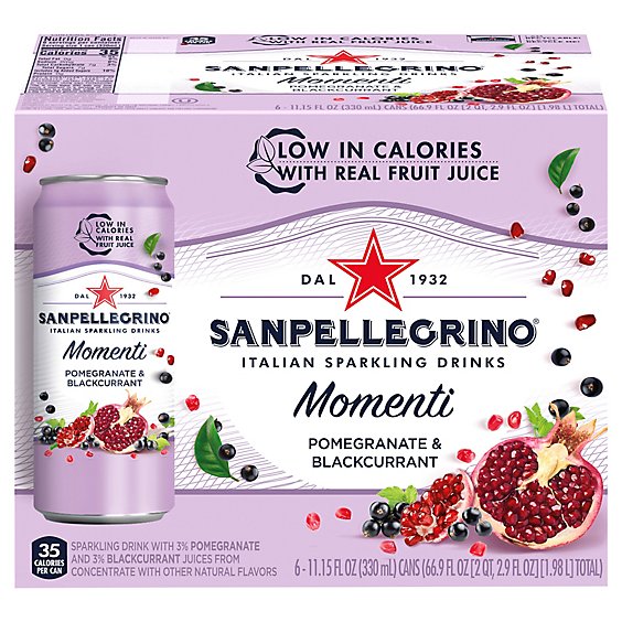 Sanpellegrino Sparkling Drinks Italian Pomegranate & Blackcurrant - 6-11.15 Fl. Oz.