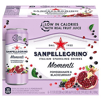 Sanpellegrino Sparkling Drinks Italian Pomegranate & Blackcurrant - 6-11.15 Fl. Oz. - Image 1