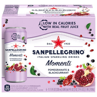 Sanpellegrino Sparkling Drinks Italian Pomegranate & Blackcurrant - 6-11.15 Fl. Oz.