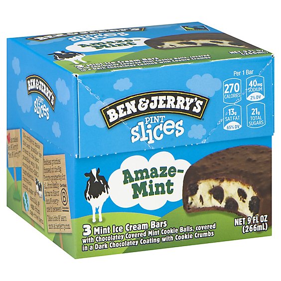 Ben & Jerry's Ice Cream Bars Pint Slices Amazemint 3 Count - 9 Oz