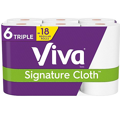  Viva Signature Cloth Towels Huge Roll Choose A Sheet 1 Ply White - 6 Roll 