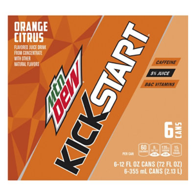 Mtn Dew Kickstart Flavored Sparkling Juice Beverage Orange Citrus - 72 Fl. Oz. - Image 3