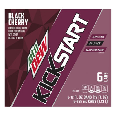 Mtn Dew Kickstart Flavored Sparkling Juice Beverage Black Cherry - 72 Fl. Oz. - Image 3