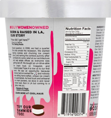 Coolhaus Cookie Dough Batter Ice Cream With Gobs Of Cookie Dough & Choc - Pint - Image 3