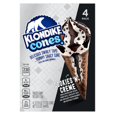 Klondike Cookies 'N Cream Ice Cream Cone - 4 Count - albertsons