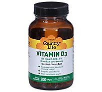 Country Life Vitamin D3 5000iu Softgels - 200 Count