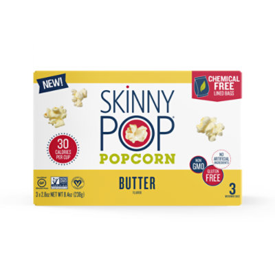 SkinnyPop Microwave Butter Popcorn Microwavable Bags - 3-2.8 Oz