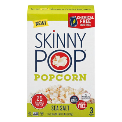 SkinnyPop Microwave Sea Salt Popcorn Microwavable Bags - 3-2.8 Oz - Image 2
