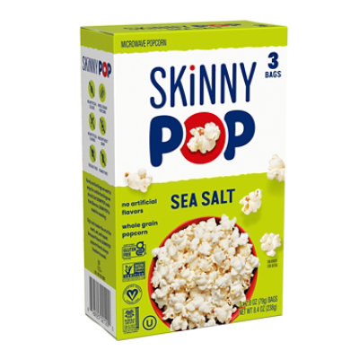SkinnyPop Microwave Sea Salt Popcorn Microwavable Bags - 3-2.8 Oz - Image 1