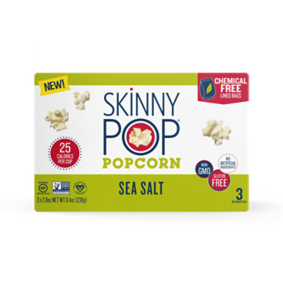 SkinnyPop Microwave Popcorn Sea Salt - 3-2.8 Oz