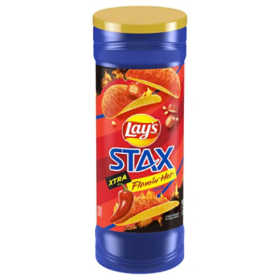 Lays Stax Xtra Flamin Hot Potato Chips Plastic Canister - 5.5 Oz - Image 2