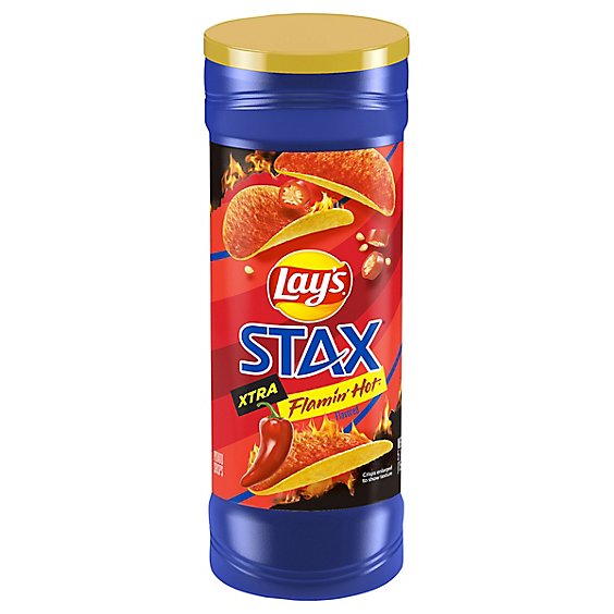 Lays Stax Xtra Flamin Hot Potato Chips Plastic Canister - 5.5 Oz
