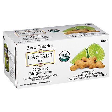 Cascade Ice Organic Ginger Lime 8pk Can - 96 Fl. Oz. - Image 1
