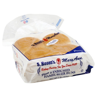 S Rosens Plain Hamb Buns 8ct - 14 Oz - Image 1