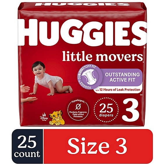 Huggies Little Movers Size 3 Baby Diapers - 25 Count