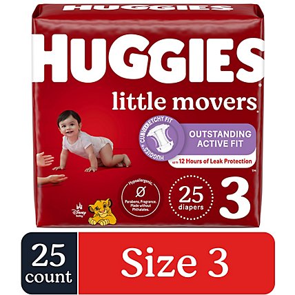 Huggies Little Movers Size 3 Baby Diapers - 25 Count - Image 1