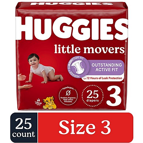 Huggies Little Movers Diapers Size 3 Jumbo Pack - 25 Count