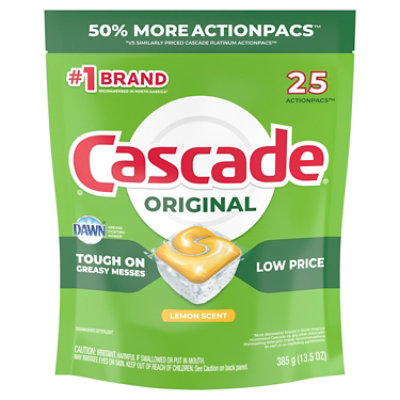 Cascade Original Dishwasher Pods ActionPacs Dishwasher Detergent Tabs Lemon Scent - 25 Count