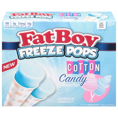 FatBoy Freeze Pops Cotton Candy Freeze Six Bars Per Pack 18 Fl. Oz