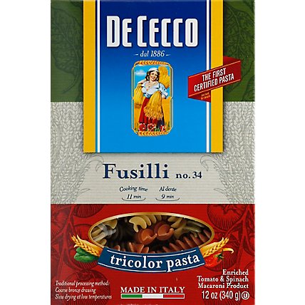 De Cecco Tricolored Fusilli Pasta - 12 Oz - Image 2