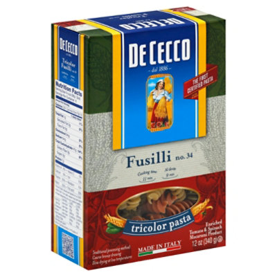 De Cecco Tricolored Fusilli Pasta - 12 Oz
